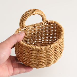 TEMU 1개/2개(리드+세트) 루스틱 플라스틱 모사 라탄 짠 벽걸이 바구니, 열려있는, 다목적, 꽃, 마늘, 생강, 주방, 욕실, 침실, 집꾸미기, 서랍장 바구니