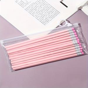 TEMU 학생 문구 정리를 위한 방수 방진 펜 수납 가방이 달린 링 지퍼가 있는 PVC 투명 연필 케이스 10개 세트