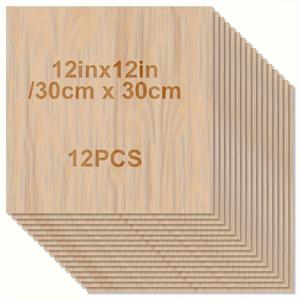 TEMU 4/8/12개 나무 공예 빈 판, 12x12인치/30x30cm, 2mm, 두꺼운 합판 패널, 매끄러운 표면 정사각형 나무 시트, 레이저 절단, 나무 태우기, 건축 모델, 염색에 이상적 - 보석 패턴