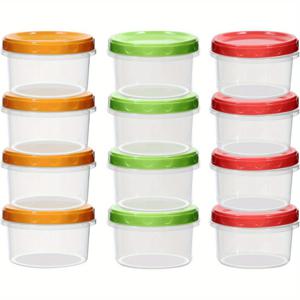 TEMU 12개 팩 스토리지 박스, 8oz/250ml 재사용 가능한 소형 플라스틱 냉동고 보관 용기 뚜껑 포함, 누출 방지 및 튼튼한 식품 밀봉 상자, 과일, 소스, 잼 및 간식, 주방 정리 및 보관, 주방 액세서리