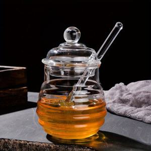 TEMU 한 병 꿀통과 젓는 막대기, 진주 포장, 깨지기 쉽지 않음, 다용도 한 캔에, 차잎병, 레트로 설탕 큐브 병, 가정용 시리얼 보관 용기, 꽃차 병, 유리 저장 용기, 커피 병
