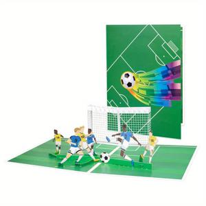 TEMU 1개 틴 축구 축구 3D 팝업 축하 카드 - 종이 팝업 스포츠 테마 카드 우정의 날, 생일, 아버지의 날, 기념일, 졸업, 추수감사절 - 만화 패턴 모든 경우 카드