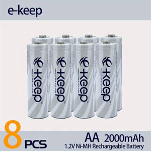 TEMU 이-킵 8개 Ni-MH 충전식 AA 배터리, 1.2V 2000mAh - 리모컨, 알람 시계, 게임패드 및 손전등용으로 오래 지속되는 내구성
