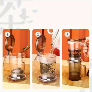 TEMU 350ml 내열성 이중벽 차 주입기 컵, 자동 분사 및 차 분리기 포함 - 가정용/사무실용, 모든 차/커피 추출에 이상적 - 쉬운 조절이 가능한 완벽한 선물