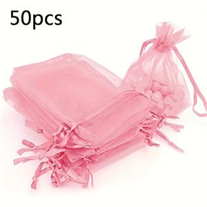 TEMU 오건자 기프트 백 50/100개 - 7x9cm 쥬얼리 캔디 웨딩 선물망 주머니 거즈 크리스마스 기프트 백 - 원단 소재