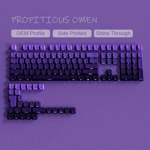 TEMU 그라데이션 퍼플 더블 샷 PBT 키캡 OEM 사이드 프린트 RGB 백라이트 키캡 135키 체리 게터온 MX 스위치 키보드용|키캡|키캡