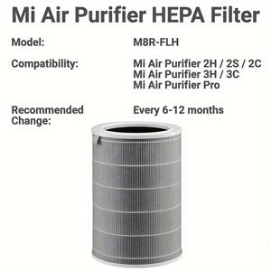 TEMU 1개 Mi 공기청정기 HEPA 필터 교체용 M8R-FLH - Xiaomi Mi 1, Mi 2 시리즈 (2S, 2C, 2H), Mi 3 시리즈 (3C, 3H), Mi Pro 호환 - H13 True HEPA 프리-필터 및 활성탄으로 3단계 여과, 우수한 공기질