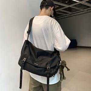 TEMU 1개 남성용 대용량 플립 숄더백, 트렌디한 나일론 메신저백|남자가방
