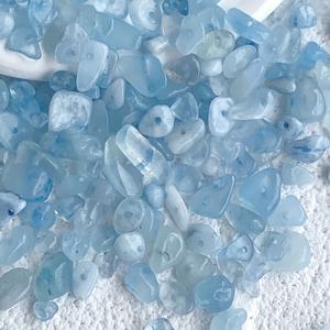 TEMU 천연 아쿠아마린 스톤 칩 비즈, 6-8mm 불규칙한 보석 가닥, 주얼리 만들기, DIY 팔찌 & 목걸이 - 0.7oz-팩