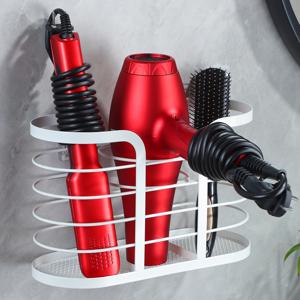 TEMU 1pc 벽걸이 오발 헤어 드라이어 홀더, 3-in-1 스타일링 도구 정리함 및 건조 스탠드, 조절 가능한 높이 욕실 보관 랙, 드릴링이 필요하지 않습니다, 다기능 화장실 선반, 이상적인 겨울 크리스마스 선물, 욕실 정리함|현대 욕실 액세서리|금속 구조, 욕실 장식 및 액세서리
