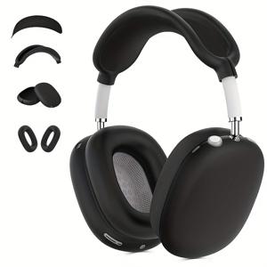 TEMU 4pcs/세트 에어팟 맥 보호 케이스 세트 - TPU 헤드밴드 커버, 이어폰 박스, 내구성 및 편안한 디자인, 이어폰을 보호하는 효과적인 보호, 에어팟 액세서리 | 헤드밴드 | 내구성 있는 헤드기어, 에어팟 맥용
