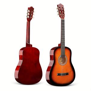 TEMU YASATEAO 38인치 클래식 기타, 바스우드, 6현, 나일론 현, 아코스틱, 18 fret, 반 닫힌 튜닝 페그, ABS 플라스틱 넥, 혼합 색상