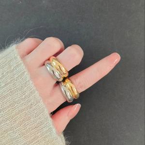 TEMU 1개 여성용 패셔너블 이중 레이어 티타늄 스틸 링, 소수층, 고급스러운, 라이트 럭셔리, 검지 반지, 청안정 방향