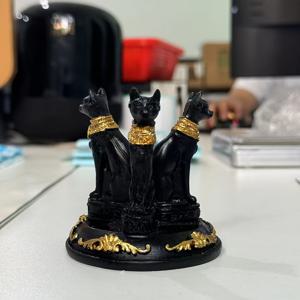 TEMU 빈티지 레진 바스테트 고양이 볼 스탠드, 풍수 유리 구슬 거치대 베이스 조각상, 40mm-80mm 공용 동물 테마 탁상 장식, 다용도 영어 디스플레이, 신비로운 홈 데코|이집트 테마 장식|레진 바스테트 조각상, 홈 데코용 조각상