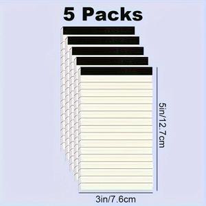 TEMU 5개입 3x5인치 줄무늬 노트북 - 각자 30장씩, 흰색 커버와 검은 바인딩, 학교 및 사무실용 휴대용 필기 저널, 디자인, 메모 작성용 노트북 | 깔끔한 외관 | 줄이 있는 종이