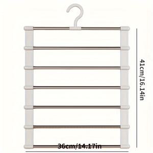 TEMU 알루미늄 바지 옷걸이 다층 보관대, 광택 마감, 공간 절약형 7단 옷장 정리대, 미끄럼 방지 내구성 있는 다기능 랙