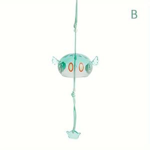 TEMU 윈드 스피릿 컬렉션 슬라임 유리 풍경 - 그린 & 블랙 스월링 디자인과 파스텔 핑크 악센트, 실내외용 문걸이 장식, 정원, 파티오용 - 배터리 필요 없음, 완벽한 생일 선물, 우아한 디자인 | 외부용 장식 펜던트, 바람종