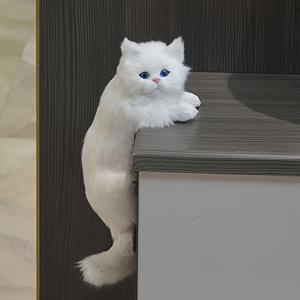 TEMU 1개 매력적인 수제 흰 고양이 인형, 파란 눈 - 아늑한 시뮬레이션 애완동물, 홈 데코 & 독특한 선물에 이상적, 11.81*7.87*5.91인치, 160g