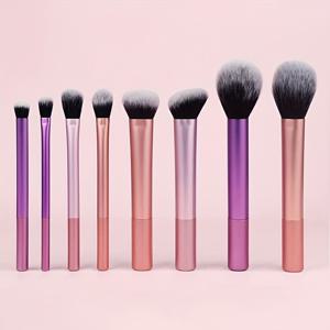 TEMU 8pcs 메이크업 브러시 세트, 휴대용으로 고강도 플라스틱 손잡이가 달려 있으며 내구성이 뛰어나고 튼튼하며, 부드럽고 섬세한 고품질 합성털을 특징으로 메이크업 애호가를 위한 완벽한 제품입니다.