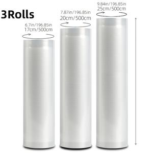 TEMU 아가셰 진공 밀봉 백 3팩 - BPA 프리 PE+PA 소재, 가정 주방 사용을 위한 다양한 크기 - 내구성이 뛰어나고, 신선도를 오래 유지하기 위한 일회용 밀봉 백, 냉동, 수비드 및 식사 준비에 이상적