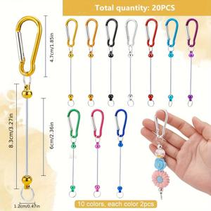 TEMU 20개 컬러풀 빈 비즈 키체인과 키 링 - 창의적인 선물 및 수제 액세서리용 DIY 주얼리 만들기 키트|키링|키링부자재