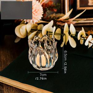 TEMU 부활절 튤립 꽃 촛대 컵, 데이 튤립, 크리스마스 장식 튤립 촛대, 화이트 튤립 촛대, 고급 유리 컵, 크리스마스 선물, 빛과 그림자 로맨틱 캔들라이트 디너 소품, 아로마테라피 촛대 캔들 컵, 축제 분위기 장식 아랍 가정 장식