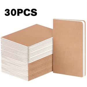 TEMU 30개 A5 크래프트 종이 노트북, 8.3x5.5인치 빈 페이지 다이어리, 대량 노트북, 스케치북, 여행 다이어리 세트, 실용적인 선물, 업무, 아트 캠프, 여행자, 사무용품, 학교 용품에 적합