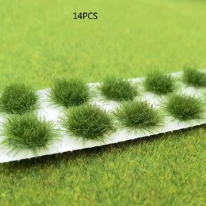 TEMU 접착식 백킹이 있는 14개 인공 잔디 클러스터 - DIY 미니어처 조경 장식, 다육 식물 배열 및 공예 프로젝트용 플라스틱 녹지