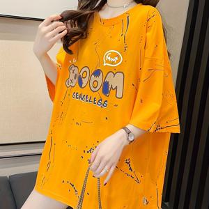 TEMU 여성용 여름 캐주얼 크루넥 티셔츠 - 만화 프린트, 루즈핏, 반팔, 폴리에스터 95% 엘라스테인 5%, 니트 원단, 중간 신축성, 롱 길이