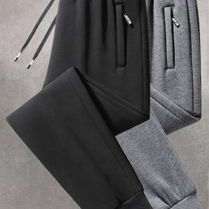 TEMU 1개 남성용 캐주얼 조거 팬츠 지퍼 포켓 - 부드럽고 편안한 폴리에스터 혼방, 가을 스포츠 & 레저에 적합, 블랙 & 그레이 옵션|스포츠|남자옷|남자바지