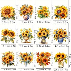 TEMU 12pcs 화려한 DIY UV 전달 스티커 - 컵, 병, 노트북, 자동차 및 범퍼, 유리, 스케이트보드 및 냉장고에 사용할 수 있는 방수, 자체 접착제 - 다양한 색상과 디자인, 냉장고 스티커 | 모티브 | 방수 스티커, 장식