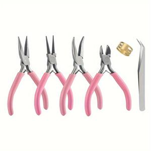 TEMU 6개 세트 주얼리 만들기 플라이어 세트 - 라운드 노즈, 니들 체인, 와이어 커팅 & 오픈 링이 있는 집게, DIY 공예 및 수리용