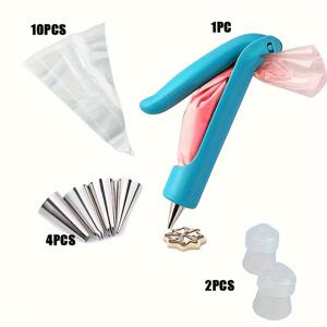 TEMU YUHUPHYLLIC 17pcs 케이크 장식 도구 세트 - 스테인레스 스틸 파이핑 팁, 재사용 가능한 페이스트리 백 및 아이싱 스무서 - 전문 컵케이크 및 케이크 장식 키트, 가정용 DIY 베이킹, 케이크 장식 용품