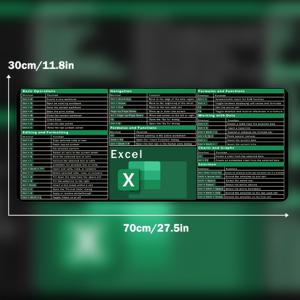 TEMU 효율적인 작업을 위한 엑셀 단축키 마우스 패드, 데스크톱 잡종을 떠나다. 게임 공간을 정리하고 키보드 및 마우스를 완전히 덮어, 정밀한 제어를 허용하고 방수 및 미끄럼 방지 기능을 제공하며 부드러운 직물 표면을 특징으로 한다.