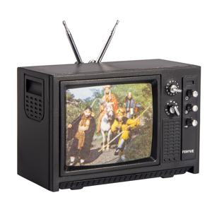 TEMU 빈티지 미니어처 TV 세트, 블랙 플라스틱 레트로 TV 모델, 안테나 및 상세한 컨트롤, 인형집 거실 장면 소품, 성인 및 청소년을 위한 수집 가능한 미니어처 가구 14세 이상