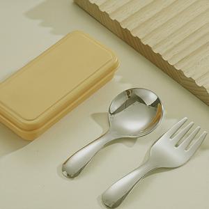 TEMU 3pcs 세트 스테인레스 스틸 짧은 손잡이 스푼 및 포크, 우유 파우더, , 디저트용 휴대용 티스푼 - 컴팩트 컷러리 세트