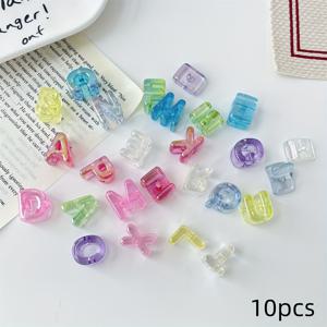 TEMU 10개 아크릴 알파벳 비즈, 투명 컬러풀 레터 비즈, 업그레이드된 크리에이티브 이름 장식 알파벳 비즈 모음, DIY 쥬얼리 만들기, 팔찌, 목걸이, 키체인, 매력 스트랜드, 애완 동물 목걸이