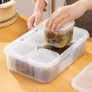 TEMU 7pcs 누출 방지 식품 보관 용기 - 내구성이 뛰어난 PP 플라스틱, 냉장고에 안전, 스택형 디자인으로 곡물, 고기, 과일 및 채소 보관 - 냉장고, 냉장고 및 캐비닛, 냉장고 정리 및 보관용으로 다용도 주방 정리함|냉동고
