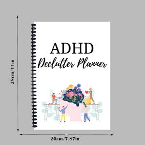 TEMU ADHD 정리 플래너 체크리스트 포함 - 일일, 주간, 월간 목표, 가정 및 사무실 정리용, 습관 추적기 및 30일 챌린지 포함, 일러스트