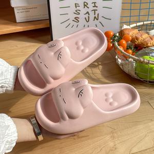 TEMU 1 쌍 귀여운 만화 곰 토끼 슬리퍼 - 남녀 공용 EVA 실내 홈 안티슬립 욕실 데일리 신발, 캐주얼 라운드 토 슬립온 단색 디자인, 2024년 신상 쿨 슬라이드 남녀 공용|슬리퍼|지압슬리퍼|실내화