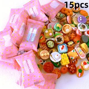 TEMU 15 Mixed Mini 디저트 및 과일 블라인드 백, 합성 레진으로 제작, 놀라운 블라인드 백, 공예, 파티 선물, DIY 보석 만들기, 스크랩북 및 폰 케이 장식.