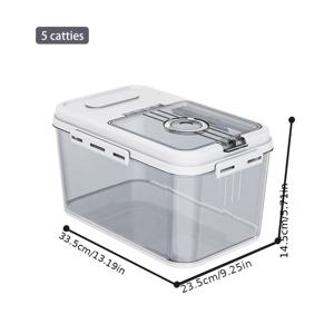 TEMU 1pc 공기 투과식 식품 보관용기, 측정 컵 포함 - 5kg/10kg 플라스틱 곡물 보관용기, 재사용 가능한 사각형 시리얼 디스펜서, 자석 밀폐 뚜껑, 건식품, 파스타, 밀가루, 설탕용 - 손세척만|트라이탄밀폐용기