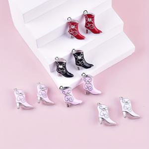 TEMU 10pcs 3D 하이힐 부츠 자수, 합금 DIY 보석 액세서리 귀걸이 목걸이 공예