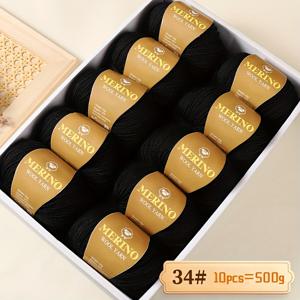 TEMU 10개 JIUWEIDIAOWANG 메리노 울 원사, 각 500g, 중간 무게 212, 니트 스웨터, 스카프, 모자, 따뜻한 의류용 핸드다이 DIY 재료 - 멀티컬러 그라데이션, 질감, 두꺼운 & 미세한 블렌드, 두꺼운 원사, 낙타털, 가을 겨울, 볼|스카프|DIY|뜨개실