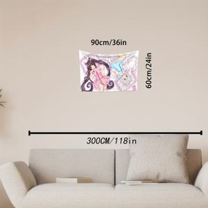 TEMU 1pc 귀여운 애니메이션 폴리에스터 태피스트리, 다목적 걸이 벽 장식, 침실, 기숙사, 가정 및 사무실, 파티 배경, 보편적인 휴일 선물, 전기 불필요