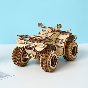 TEMU 1pc 목재 3D 퍼즐 ATV 모델 키트 - 취미가 있는 사람들을 위한 DIY 건설 세트, 운동 능력 및 집중력을 향상시킵니다, 쉬운 조립