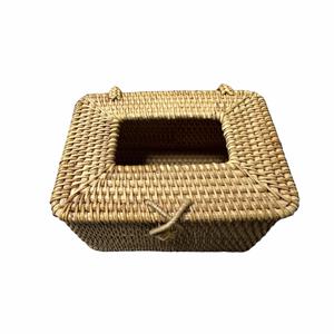 TEMU 1pc 손수 제작 된 rattan 나무 티슈 박스 거치대, 사각형 직조 얼굴 티슈 디스펜서, 미끄럼 방지 베이스, 홈, 욕실, 사무실, 호텔 장식용 둥근 안전 가장자리