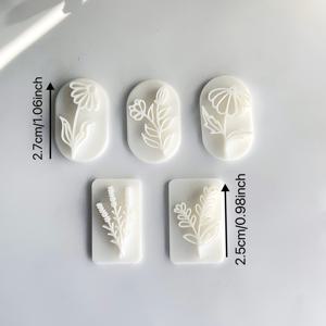 TEMU 5pcs 봄 시리즈 잎과 marguerite 모양 스탬 펜던트 몰드 세트, 폴리머 클레이 스탬 도구 키트, 플라스틱 재질, 인스 윈드 스타일, DIY 보석 펜던트 크래프팅으로 클레이 아트를 위한