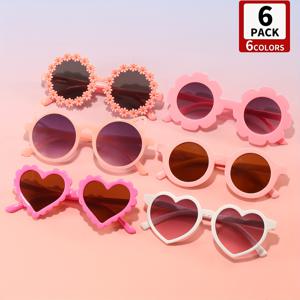 TEMU 6pcs 우아하고 세련된 안경 - 6가지 독특한 디자인, 하트 및 꽃 액세서리, 파티 및 축하에 완벽, 생일 및 졸업에 이상적, 일상 액세서리 | 우아한 액세서리 | 장식 렌즈, 귀여운 안경|선글라스