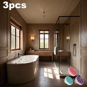 TEMU 3pcs 필수 휴식 세트, 향기가 없는 실리콘 두피 마사지기 및 샴푸 브러시 - 수동, 배터리가 필요하지 않습니다. 샤워 또는 욕조 사용에 이상적, 목욕 액세서리